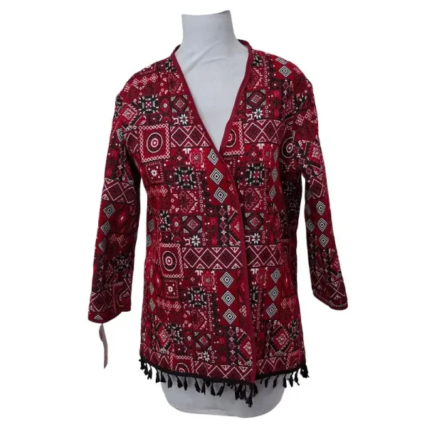 مانتو سنتی طرح دار قرمز زنانه