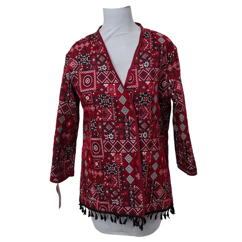 مانتو سنتی طرح دار قرمز زنانه