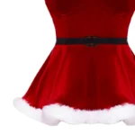 لباس خواب زنانه قرمز مخملی فانتزی طرح کریسمس - Image 2