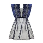 لباس خواب زنانه توری و دانتل آبی با شورت لامبادا - Image 2