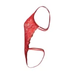 لباس خواب زنانه گیپور قرمز با دامن توری بلند - Image 2