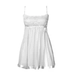 لباس خواب زنانه گیپور سفید به همراه شورت - Image 2