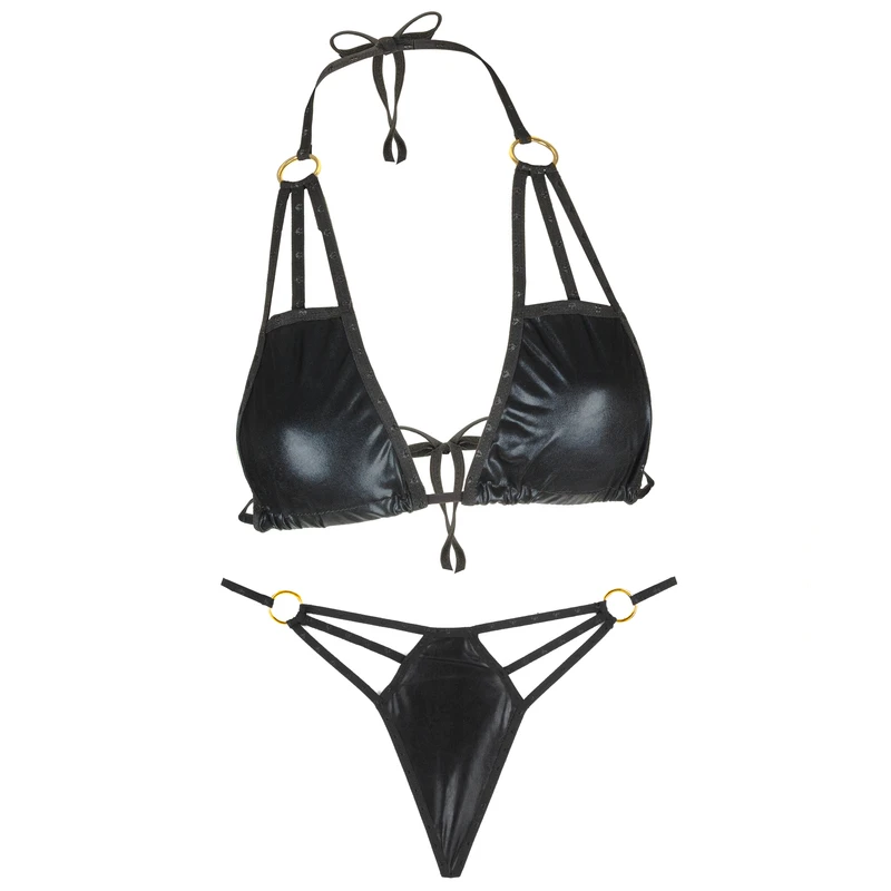 ست سوتین و شورت زنانه مشکی مدل دو تکه فانتزی