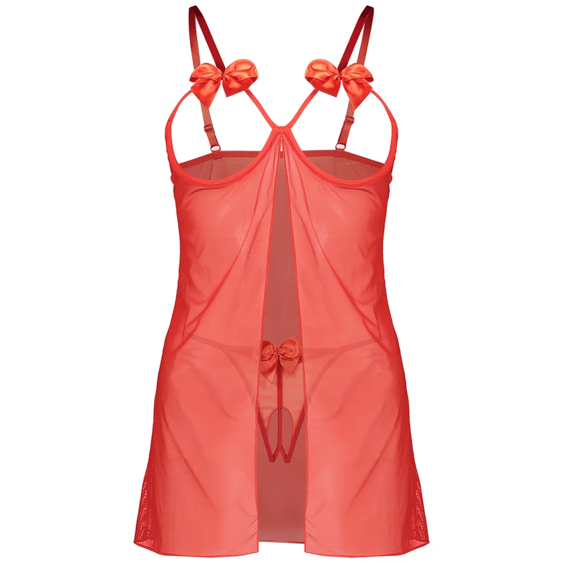 ست لباس خواب فانتزی و شورت زنانه قرمز