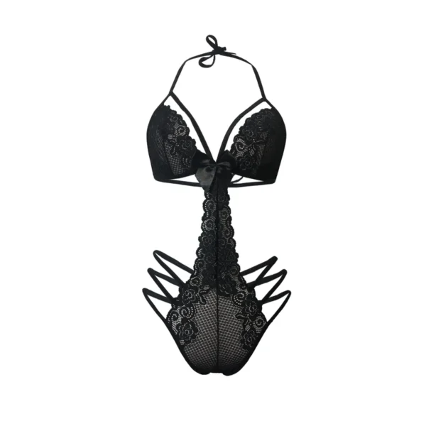 لباس خواب زنانه گیپور مشکی مدل فانتزی