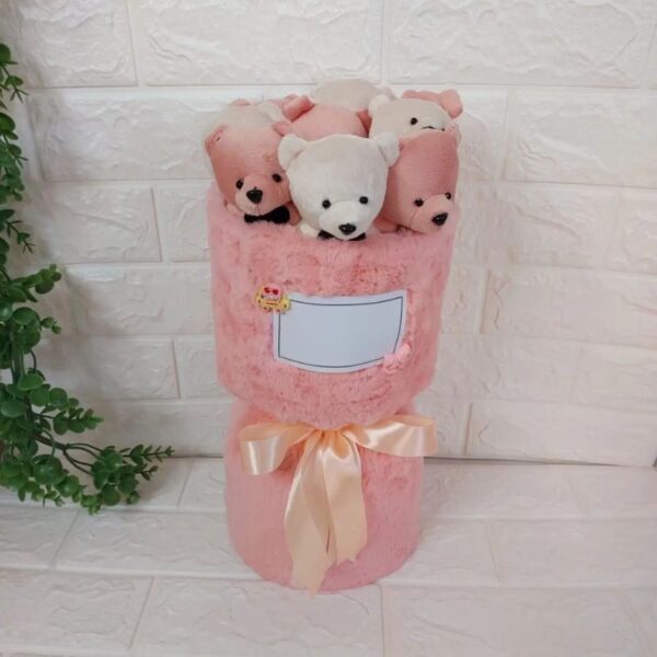 بوکت عروسک تدی خرسی صورتی