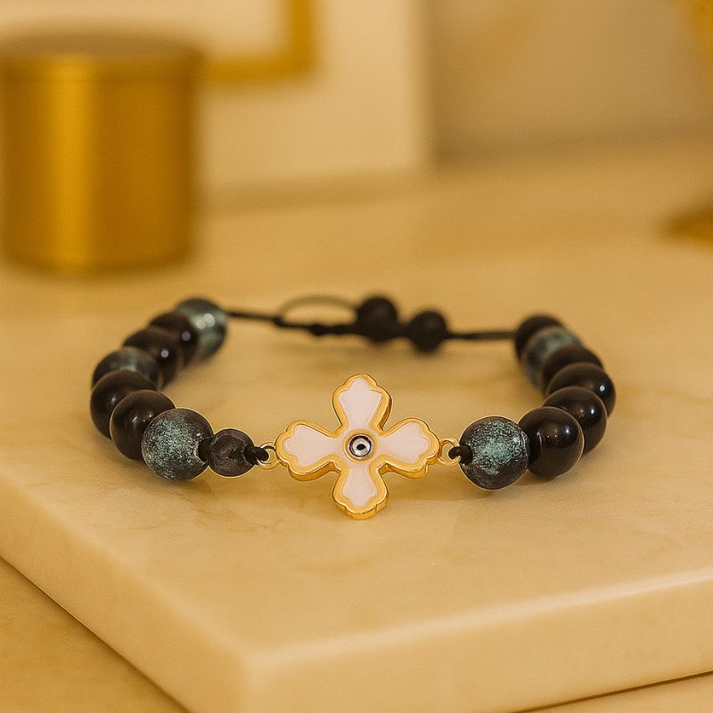 دستبند مهره ای صلیب چشم نظر زنانه و مردانه