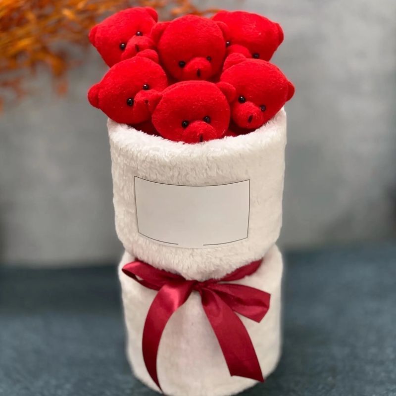 دسته گل خرس عروسکی قرمز