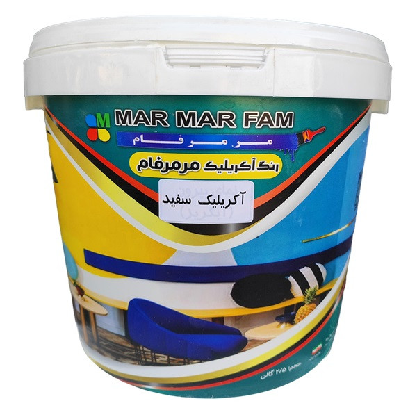 رنگ اکریلیک سفید مات مرمرفام کد 301 وزن 10 کیلوگرم