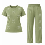 ست تیشرت و شلوار راحتی زنانه طرح پاپیون