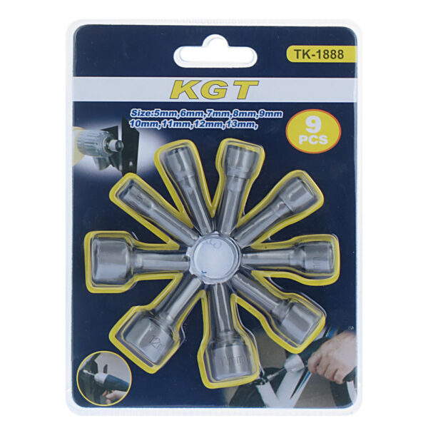 آچار بکس سر دریلی کی جی تی مدل K G T -009 بسته 9 عددی