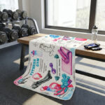 حوله ورزشی هزاردستان طرح fitness gym کد H131 سایز 100×50 سانتی متر