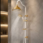 سردوش حمام پاپیروس مدل استیل New-Luxury مجموعه 2 عددی