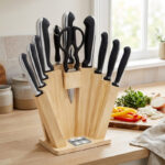 سرویس چاقو 11 پارچه با تیغه استیل و با دسته استیل و باکالیت هپی کیچن مدل Stone Knife 11