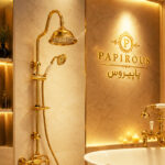 سردوش حمام پاپیروس مدل استیل New-Luxury مجموعه 2 عددی